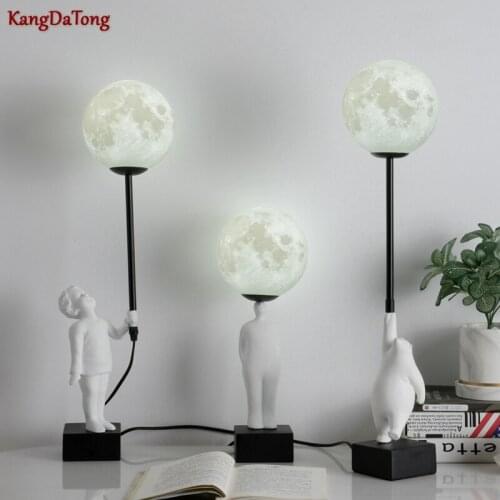 Personality Creative Cartoon Character Moon Led Modern Living Room Bedroom Study Figure Doll Decorative Bedroom Bedside Eye Lamp
