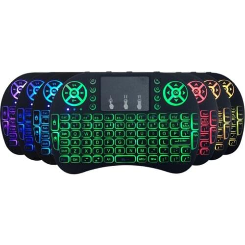 7 Color Backlit i8 Mini Wireless Keyboard 2.4ghz English Russian 3 Colour Air Mouse With Touchpad Remote Control Android TV Box