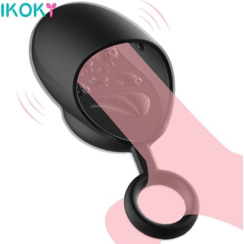 IKOKY Penis Tongue Licking Masturbation Cup Vibrator Sex Products Sex Toys for Men 12 Speed Glans Massager Delay Trainer