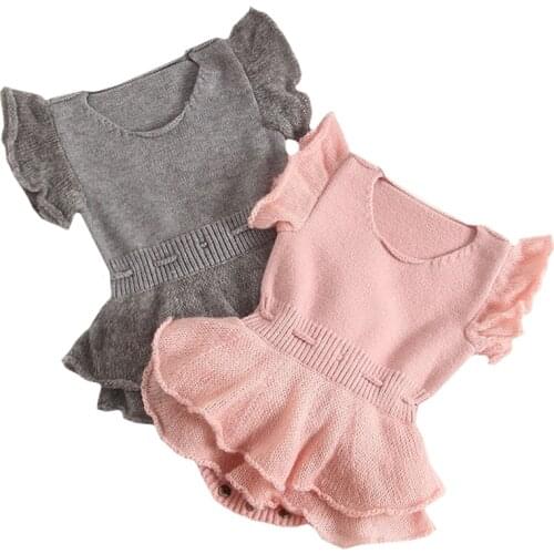 Newborn Rompers Baby Knitted Clothes Ruffle Baby Girl Romper Cotton Woolen Princess Infant Baby Jumpsuit For Girls Clothes
