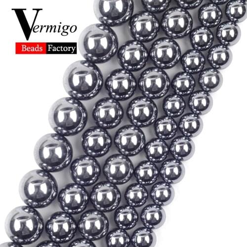 Natural Mineral Stone Terahertz Round Beads For Needlework Jewelry Making 6 8 10mm Spacer Loose Beads Diy Handmade Bracelets 15"