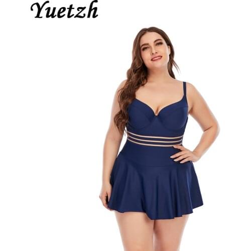 2021 New Plus size One Piece Swimsuit Women Swimwear Large Big Plussize Solid Swimming Bathing Suits Beachwear Wear For Female