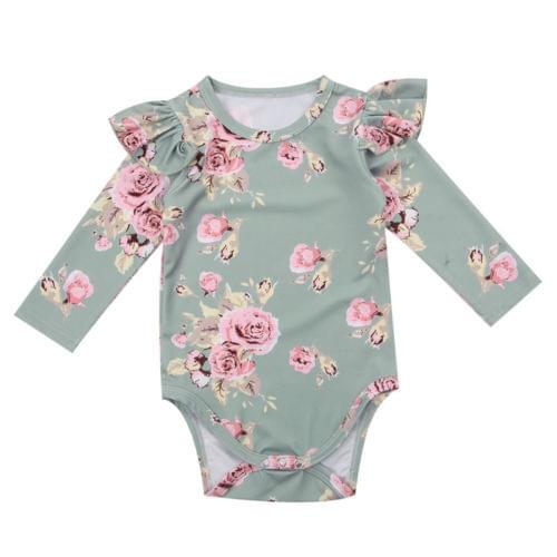 New Arrival Newborn Baby Girls Kids Toddler Infant Long Butterfly Sleeve Romper Outfits Playsuit Jumpsuit Floral Clothes 0-3Y