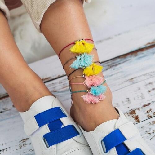 Anklets for Women Girls Foot Jewelry Holiday Beach Barefoot Sandals Bracelet on the leg Ankle strap Bohemian Tassel Anklet Gifts