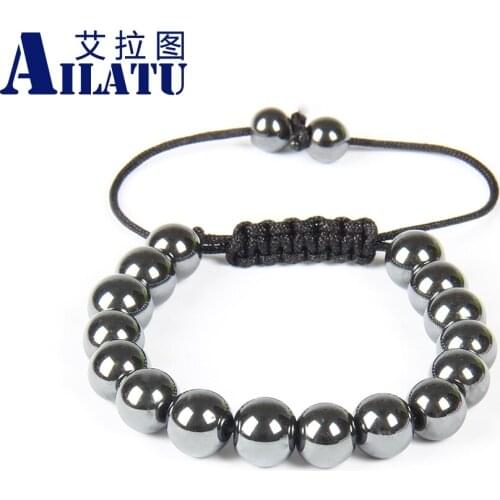 Wholesale Free Shipping 10pcs/lot 10mm Hematite Macrame Bracelet Gift for Man