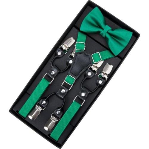 Suspenders Bow Tie Set Boys Fashion Suspensorio For Boys Girls Kids Bowtie 6 Clip Braces Trousers Tirantes Wedding BH-0021