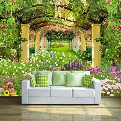 Custom Photo Wall Paper Pastoral Garden Flower 3D Wall Mural Restaurant Cafe Living Room Backdrop Wall Painting Mural Wallpapers