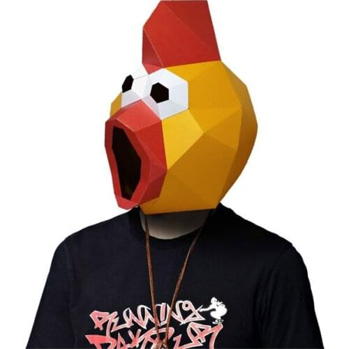 Pre Cut Paper Mask 3d Shrilling Chicken Halloween Costume Cosplay DIY Paper Craft Model Mask Christmas