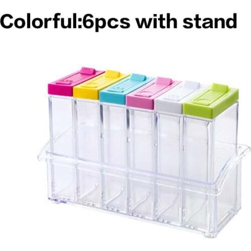 Transparent Spice Jar Set Salt and Pepper Seasoning Bottle coloful Lid Kitchen Condiment Cruet Storage Seasoning box Container