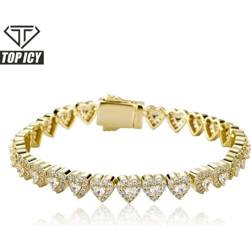 Top Icy 18K Gold/White Gold Plated 6 time Plating AAA+ Cubic Zircon Luxury Hip Hop Link 3prong Tennis Chain