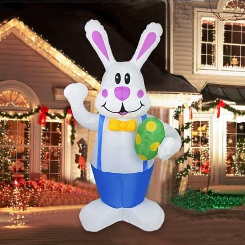 150cm Pink/Blue Inflatable Easter Rabbit Cute Bunny LED Lights Inflatable Outdoor Garden Decorations Figurine Rabbit for Easter