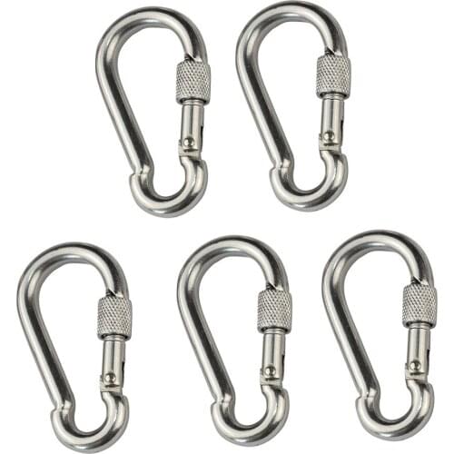 5PCS Self Locking Spring Snap Hook Carabiner With Screw 304 Stainless Steel 5mm 6mm 7mm 8mm Spring Snap Carabiner For Camping
