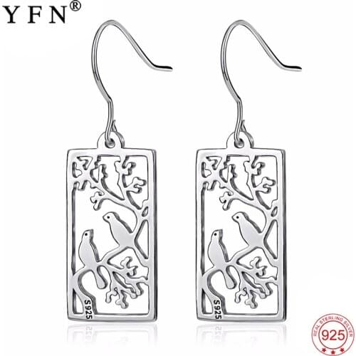 Earrings 925 Sterling Silver Filigree Earring Lovely Birds Family Drop Earrings Fashion Jewelry Earrings For Women 2018 GNE10400