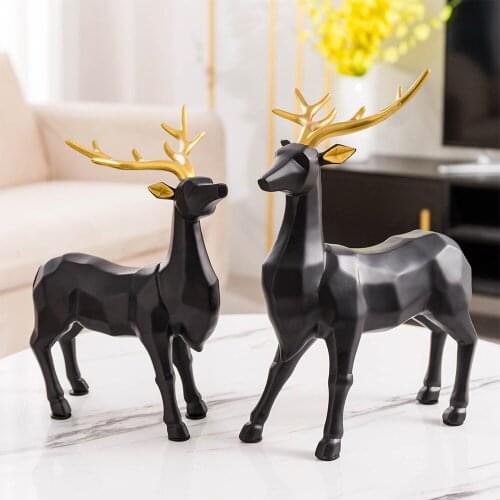 One Piece Resin Statue Home Decoration Accessories Deer Model Abstract Sculpture Living Room Decor Modern Office Desk Decorative