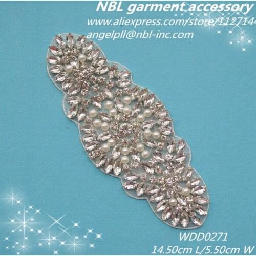 Crystal beaded rhinestone pearl applique WDD0271