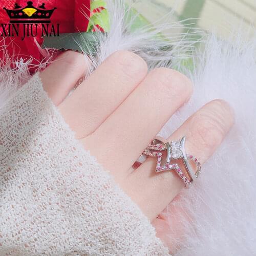 Jewelry New Europe and America White Gem Diamond Ring Ruby Diamond Zircon Engagement Ring