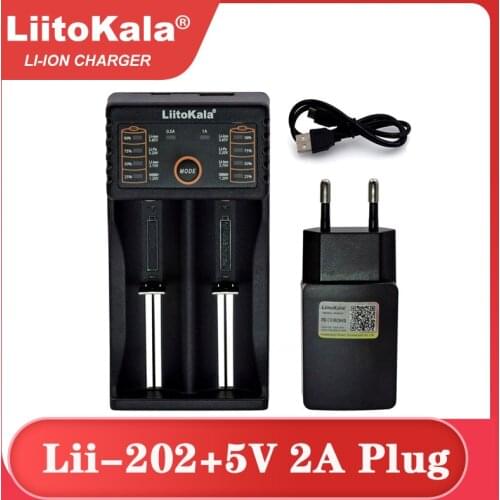 Liitokala Lii402 Lii202 Lii100 LiiS1 18650 Charger 1.2V 3.7V 3.2V AA/AAA 26650 NiMH li-ion battery Smart Charger 5V 2A EU Plug