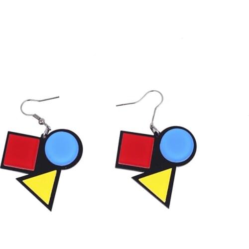 Multicolor Geometric Contrast Color Acrylic Earrings Womens accessories E18190