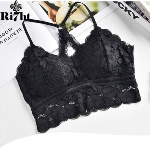 Women Hollow Out Bralette Solid Color Beauty Back Lace Underwear Sexy Vest Female Add pad Wireless Bra Seamless Lingerie