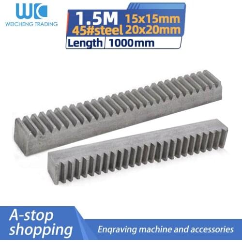 1pc 1.5Mod 1.5Modulus High Precision spur Gear Rack 45#steelwidth 20mm height 20mm 20*20 length 500/1000/1200/1500/2000mm