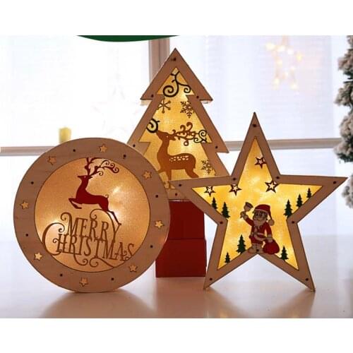 1pc Christmas Decoration XMS Tree Luminous Wooden Five-pointed Star Christmas Ornaments Hotel Shopping Mall Window Lighting tree
