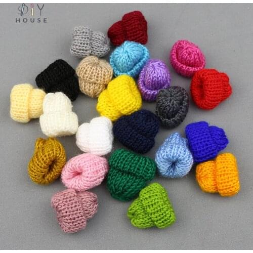 10-50Pcs Knitting Color Mini Hats DIY Craft Supplie Kids Headwear Hair Accessories Brooch Crochet Decor Toys Ornaments Small Cap