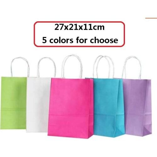 10PCS/Lot kraft gift paper bag with handle 27X21X11cm Medium DIY Multifunction wedding party bag Fashionable shoes paper bags