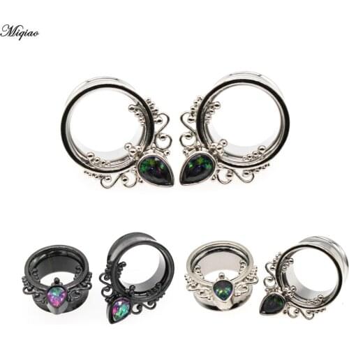 Miqiao 2pc Stainless Steel Ear Plugs and Tunnels Ear Piercings Oreja Double Ear Gauges Ear Expander Body Jewelry for Woman Men