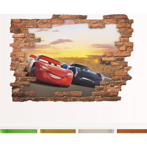 3D View Cartoon Disney Cars Wall Stickers For Nursery Kids Rooms Home Decor Living Room Wall Decals Pvc Mural Art Movie Poster