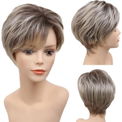 Amir Short Blonde Wig Light Brown Bob Wigs For Beautiful Women Perruque Heat Resistant Fiber Daily False Hair Straight Wigs