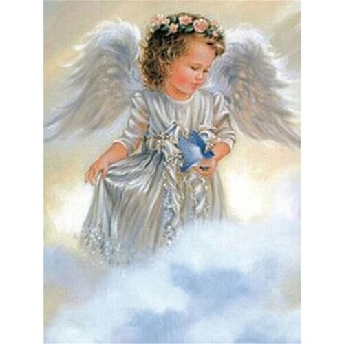 Angel Religion Printed Fabric 11CT Cross Stitch DIY Embroidery Patterns DMC Threads Craft Hobby Needlework Handicraft Design