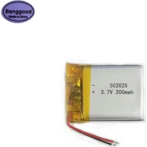 Banggood 3.7V 200mAh 502025 052025 Lipo Polymer Lithium Rechargeable Li-ion Battery Cells For GPS Smart Watch LED Lamps Battery