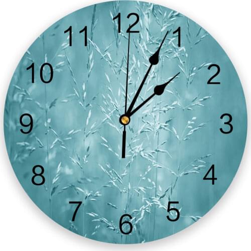 Turquoise Bright Plant Creative Wall Clock For Home Office Decoration Living Room Bedroom Kids Room Hanging Watch