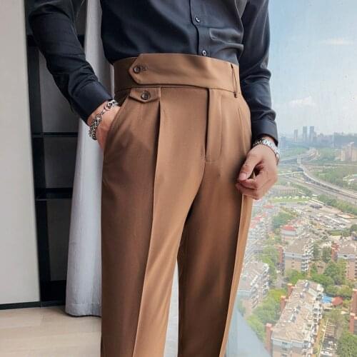 Autumn New Solid Business Casual Suit Pants Men Clothing Simple All Match Formal Wear Office Trousers Straight 36