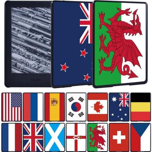 Tablet Case for Amazon Kindle Paperwhite 1/2/3/4/Kindle 8th Gen 2016/10th Gen 2019- Flag Pattern Tablet Case + Free Stylus
