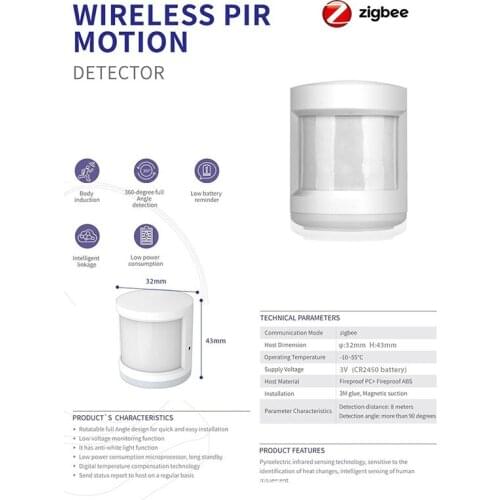 ZigBee Ttya Human Body Sensor Magnetic Smart Home Motion Sensor Super Practical Device Accessorie Smart Intelligent Devicesystem