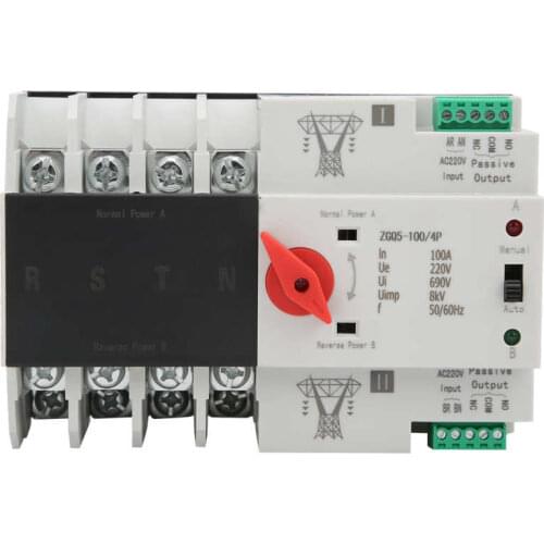 Dual Power Automatic Transfer Switch Circuit Breaker Changeover ZGQ5-100/4P 220V