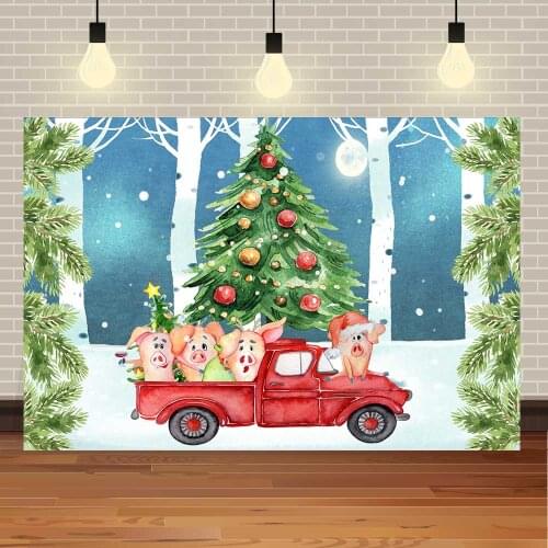 Seekpro Merry Christmas Winter Snowman Watercolor Annimal Family Party Tree Customized Photo Backdrop Photography Background