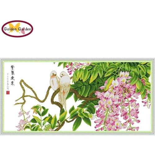 GG Purple Air Comes From The East Cross Stitch Embroidery Needlework Sets 11ct14ct Chrinese Counted Cross Stitch for Home Decor