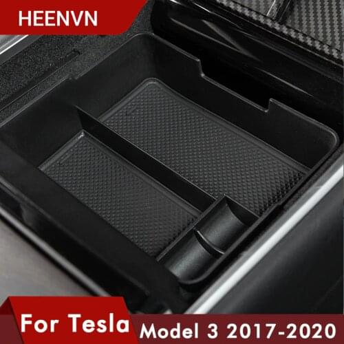 Heenvn Model3 Car Central Armrest Storage Box For Tesla Model 3 Y Accessories Console Holder Auto Container Glove Organizer Case