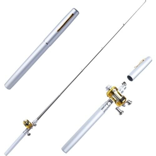New Mini Portable Pocket Fish Pen Aluminum Alloy Rod of Fishing Pole Reel Combos Lightweight Ice Rods+Reel Fishing kits