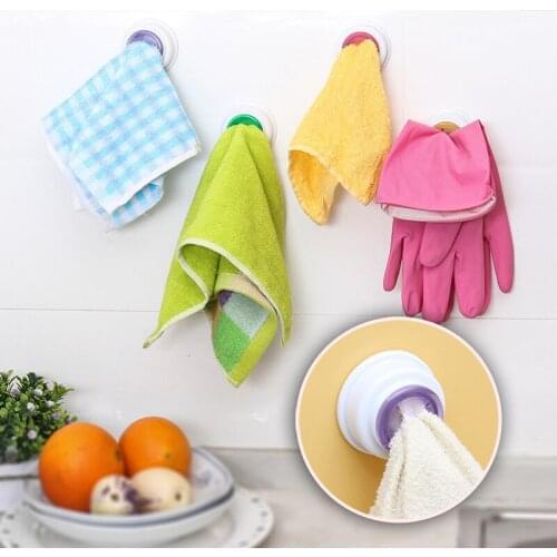 Creative Self-adhesive Towel Rack Multi-purpose Cleaning Cloth Clip Multi-color Lazy Towel Hook Vegetable Picker Kitchen Supply