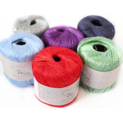 6pcs Sequined silk and linen four seasons sequined linen yarn crocheted fine yarn