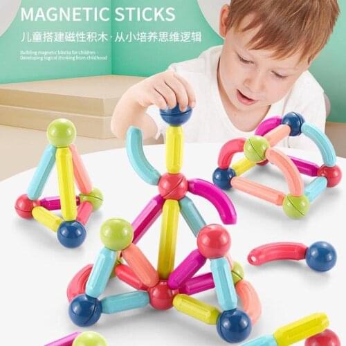 DIY Magnetic Building Blocks Educational Toy Early Learning Construction Set Variety Large Magnetic Rods Balls Toys For Children