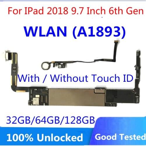 A1893 WiFi Version for IPad 2018 9.7 Inch 6th Generation Motherboard Original Unlock with IOS Full Chips Main Board MB NO Icloud