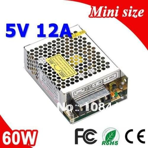 MS-60-5 60W 5V 12A Mini size LED Switching Power Supply Transformer 110V 220V AC to DC output