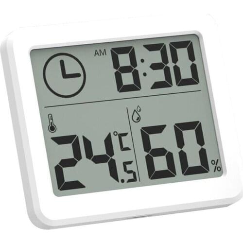 Multifunction Digital Thermometer Hygrometer Automatic Electronic Temperature Humidity Monitor Clock Large LCD Screen