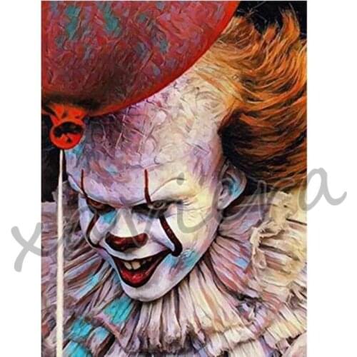 Xaviera Full Drill Square Dimond Paiting Horror Clown Zombie Cross Stitch Rhinestone Mosaic Embroidery Kits Decor Living Room