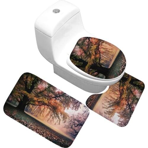 Microfiber Bathroom Carpet Set Anti-Slip Toilet Seat Cover Mat Absorbent Bathroom Carpet Rugs Memory Foam U-Shaped Toilet Rug