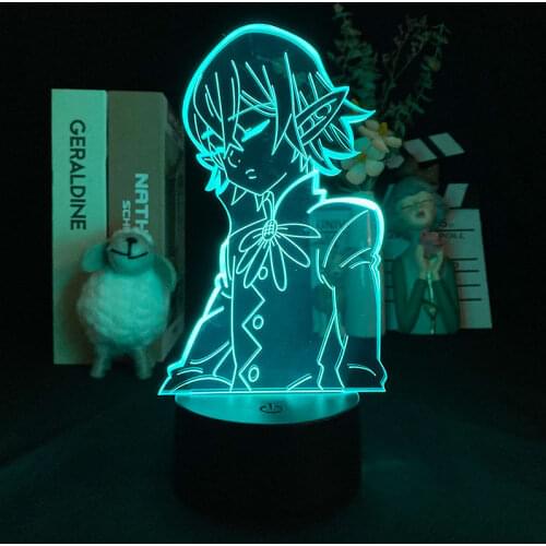 Japan Anime The Seven Deadly Sins Helbram 3D Night Light Bluetooth Speaker Base Girly Heart Decoration LED Bedroom Bedside Lamp